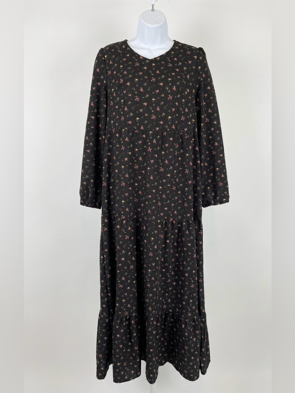 Vintage Cottagecore Navy Drop Waist Maxi Dress